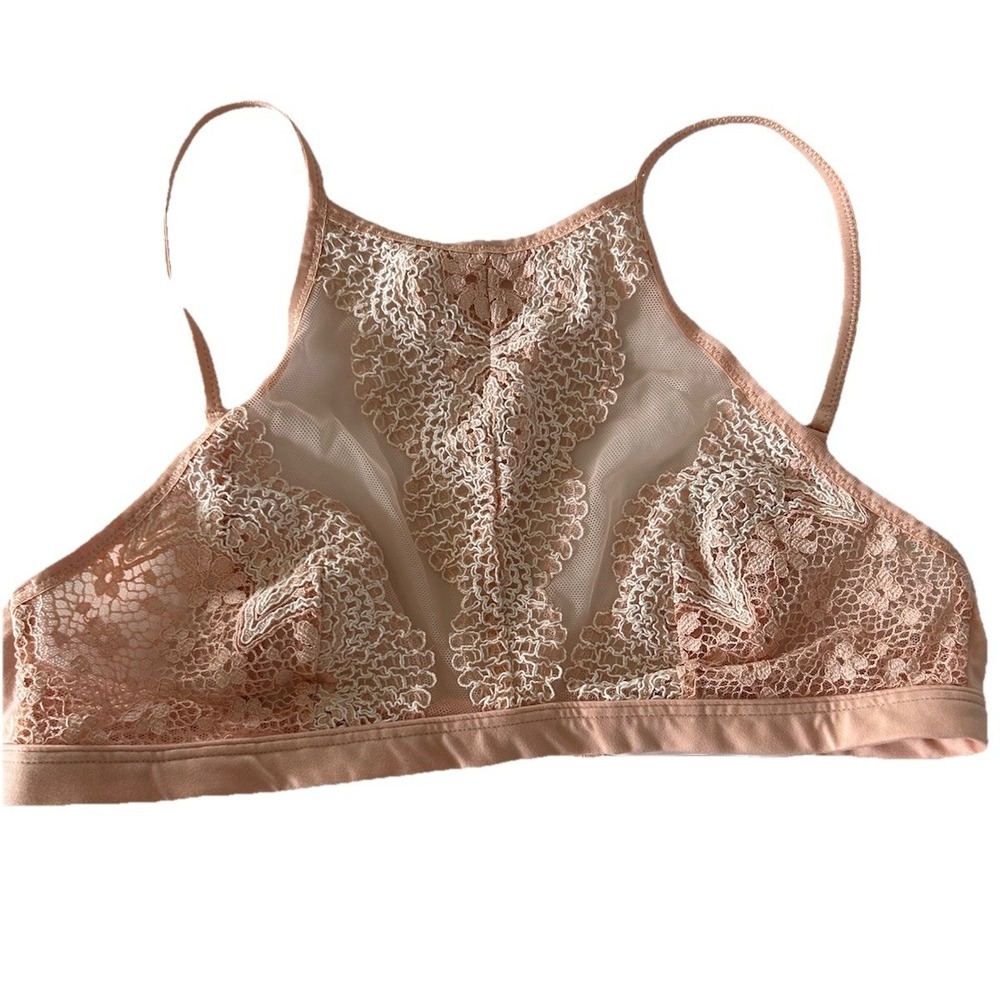 Victoria's Secrets Body By  Women's Bralette Small Blush Pink Floral Lace